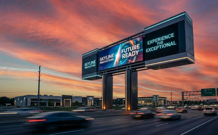 Massive 14x48 foot digital billboard along an interstate — large-format signage for Puget Sound area