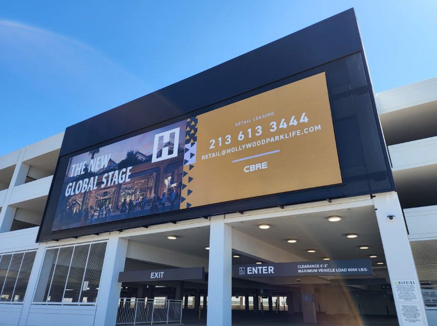 LED display installation at Hollywood Park entertainment complex