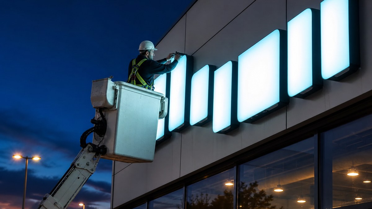 Illuminated commercial LED business signage in Sherman, TX